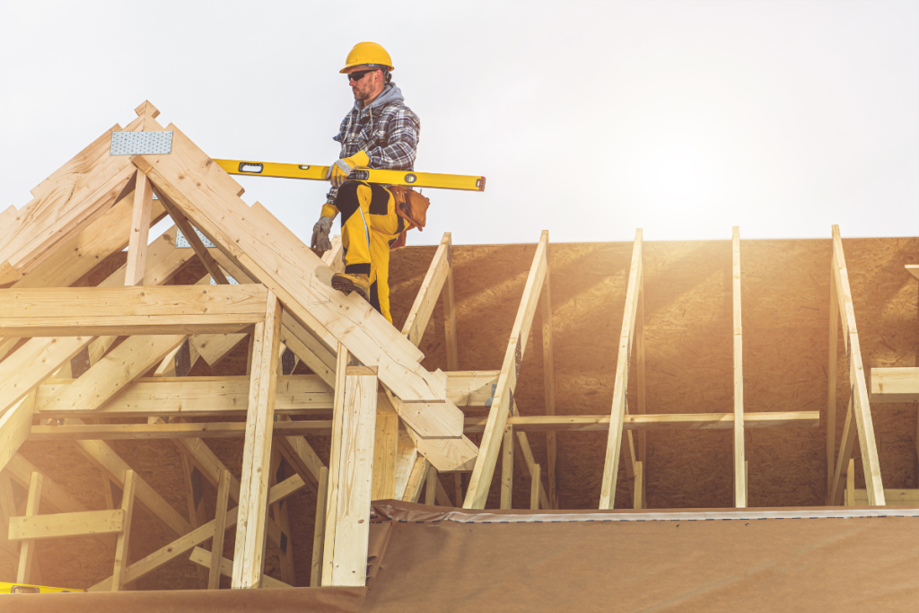 Carpenter Building a Roof