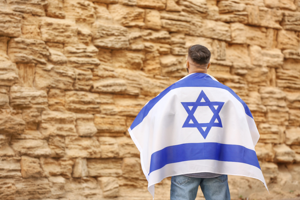 Person Holding Jewish Flag